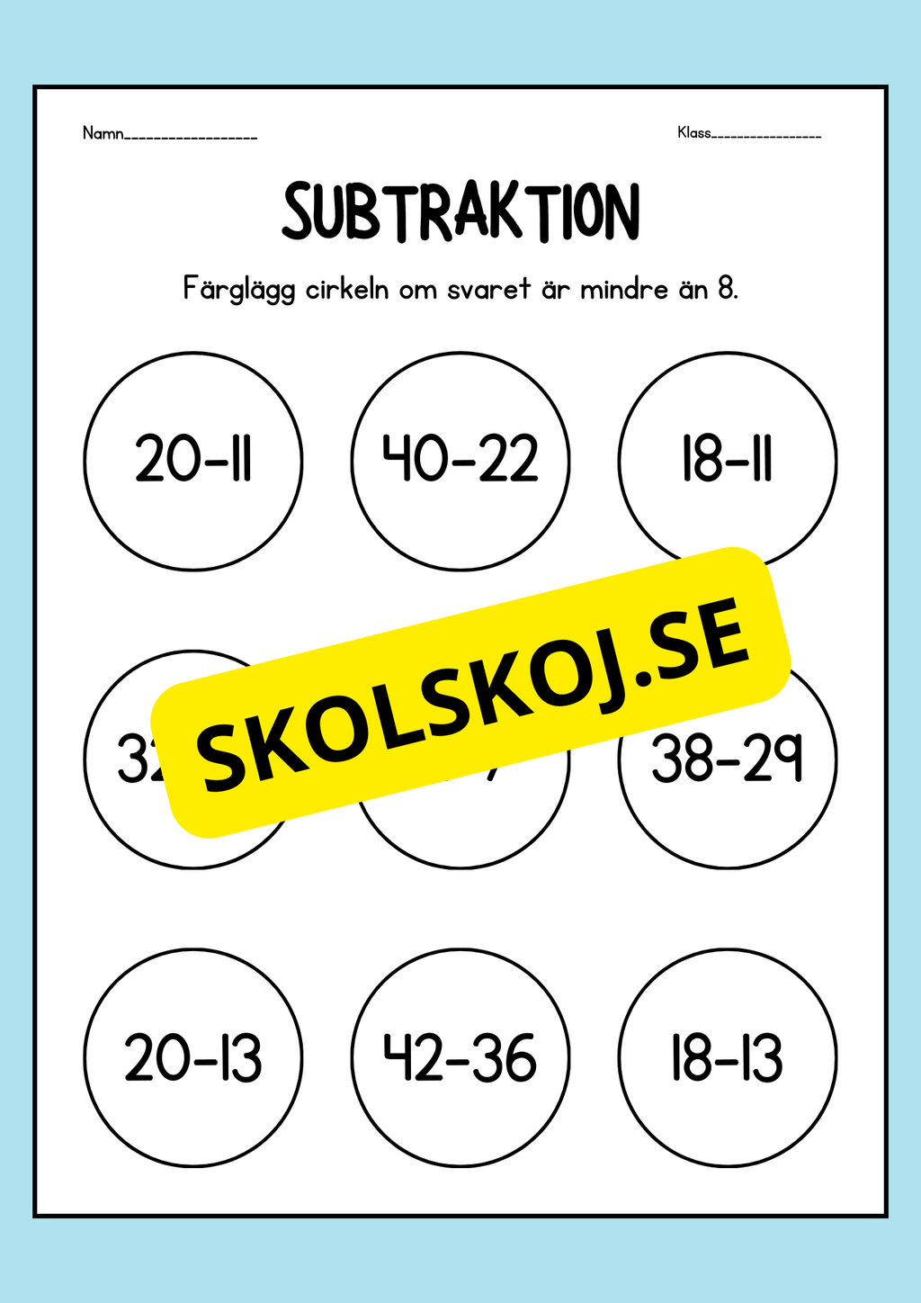 Subtraktion - Häfte