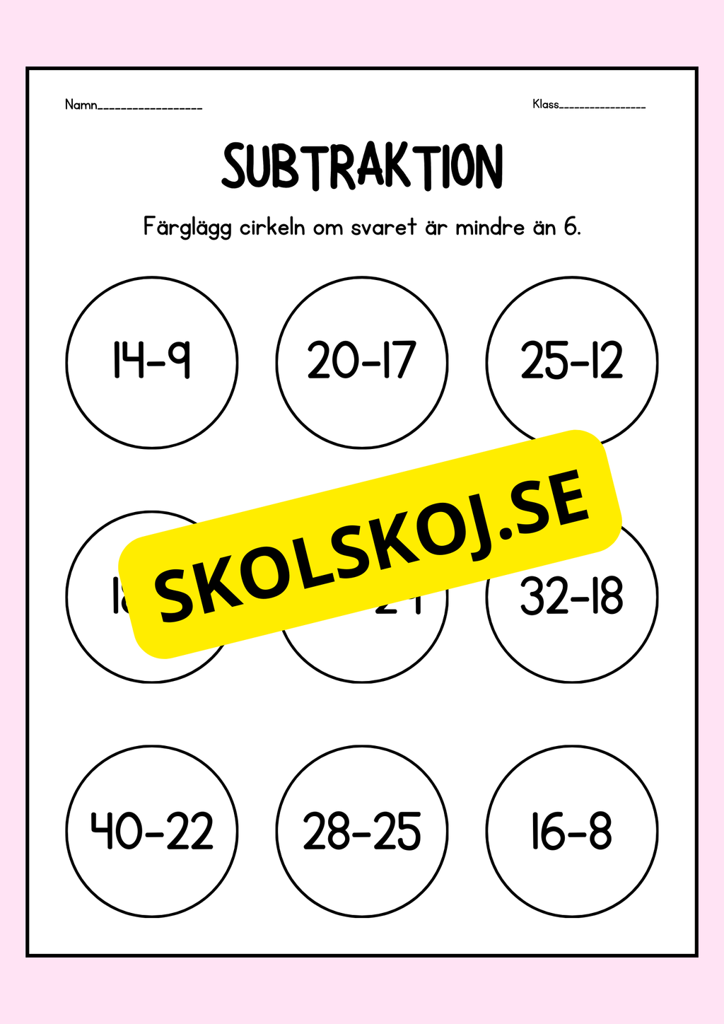 Subtraktion - Häfte
