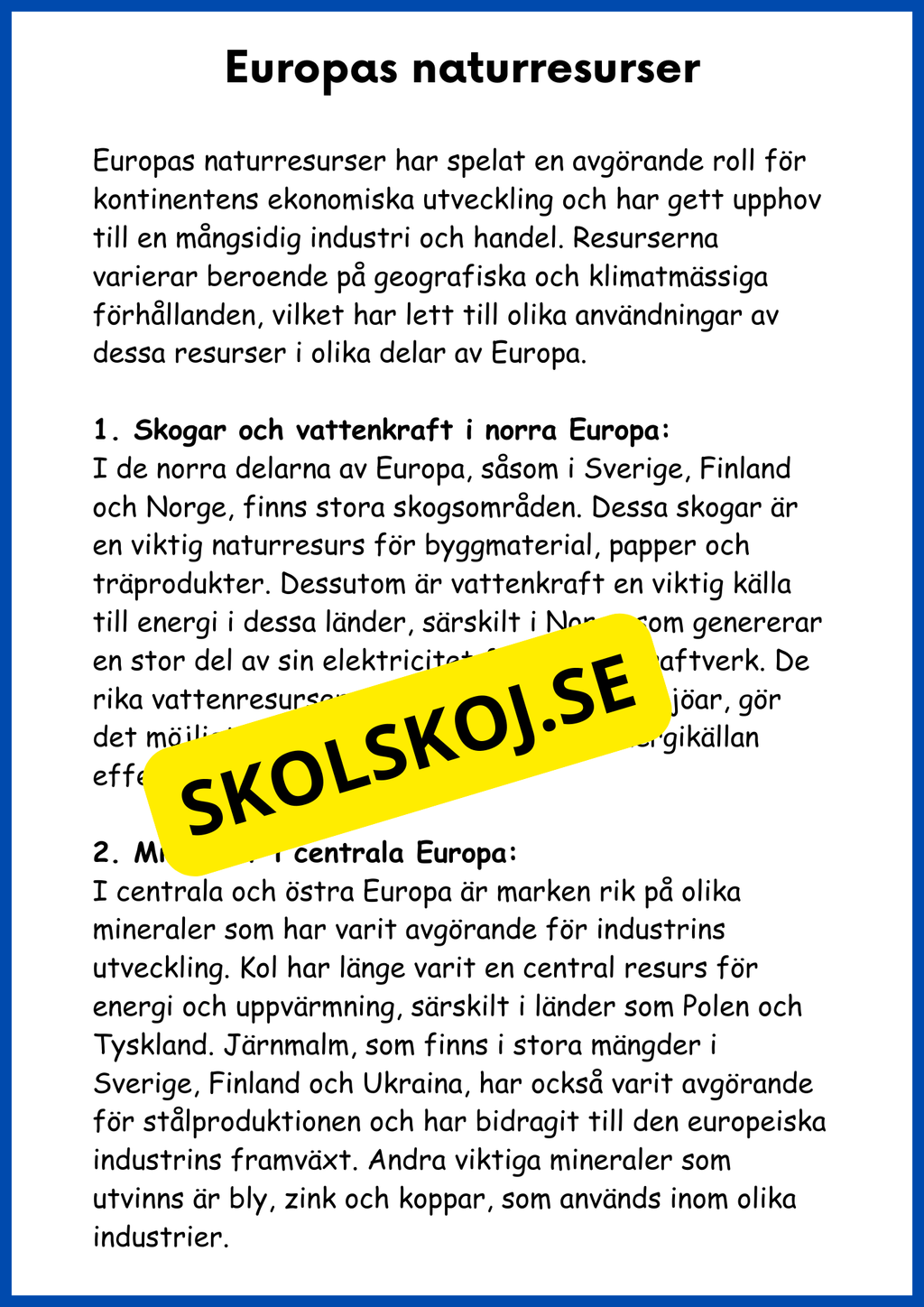 Världsdelen Europa årskurs 5 - 6
