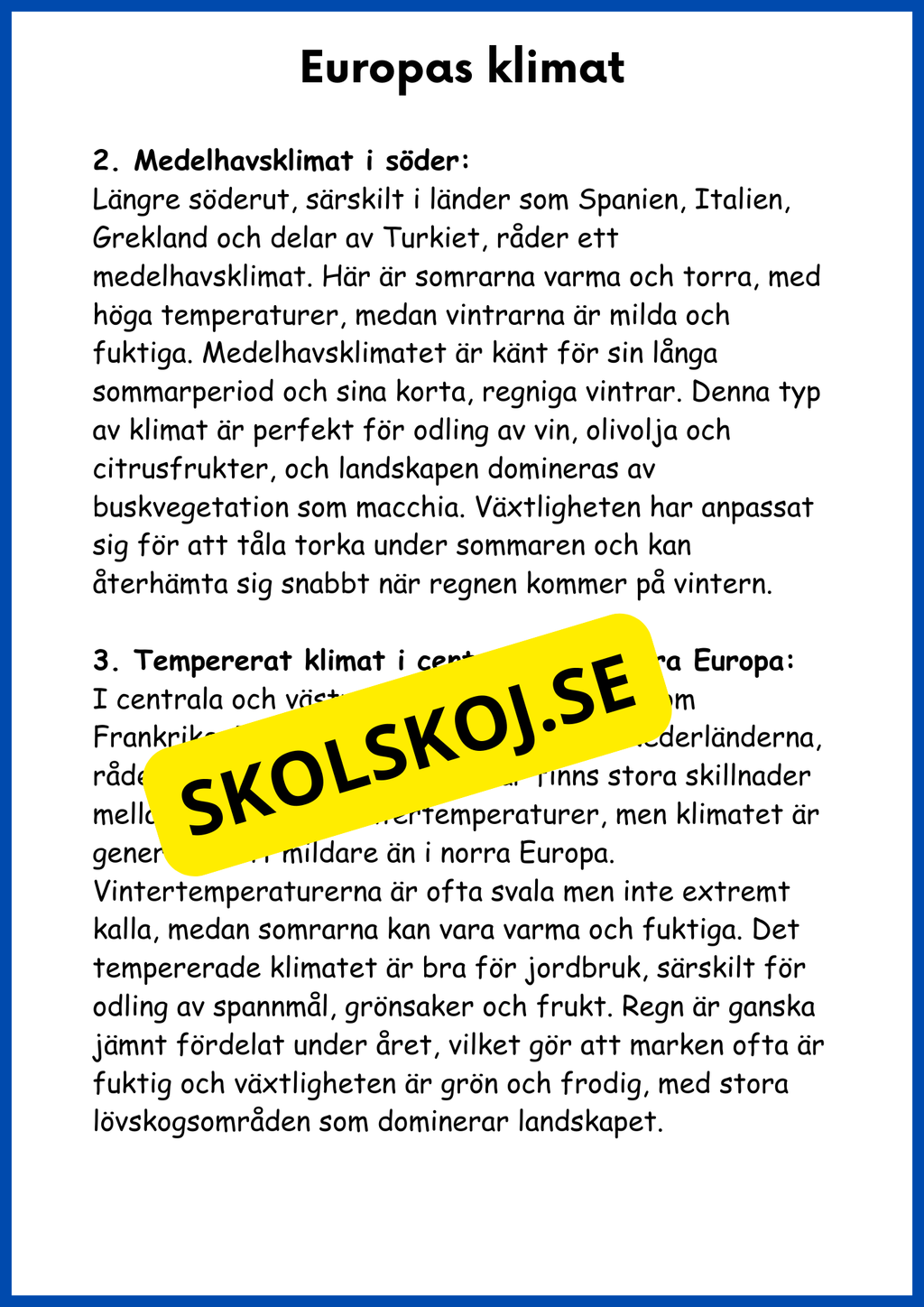 Världsdelen Europa årskurs 5 - 6