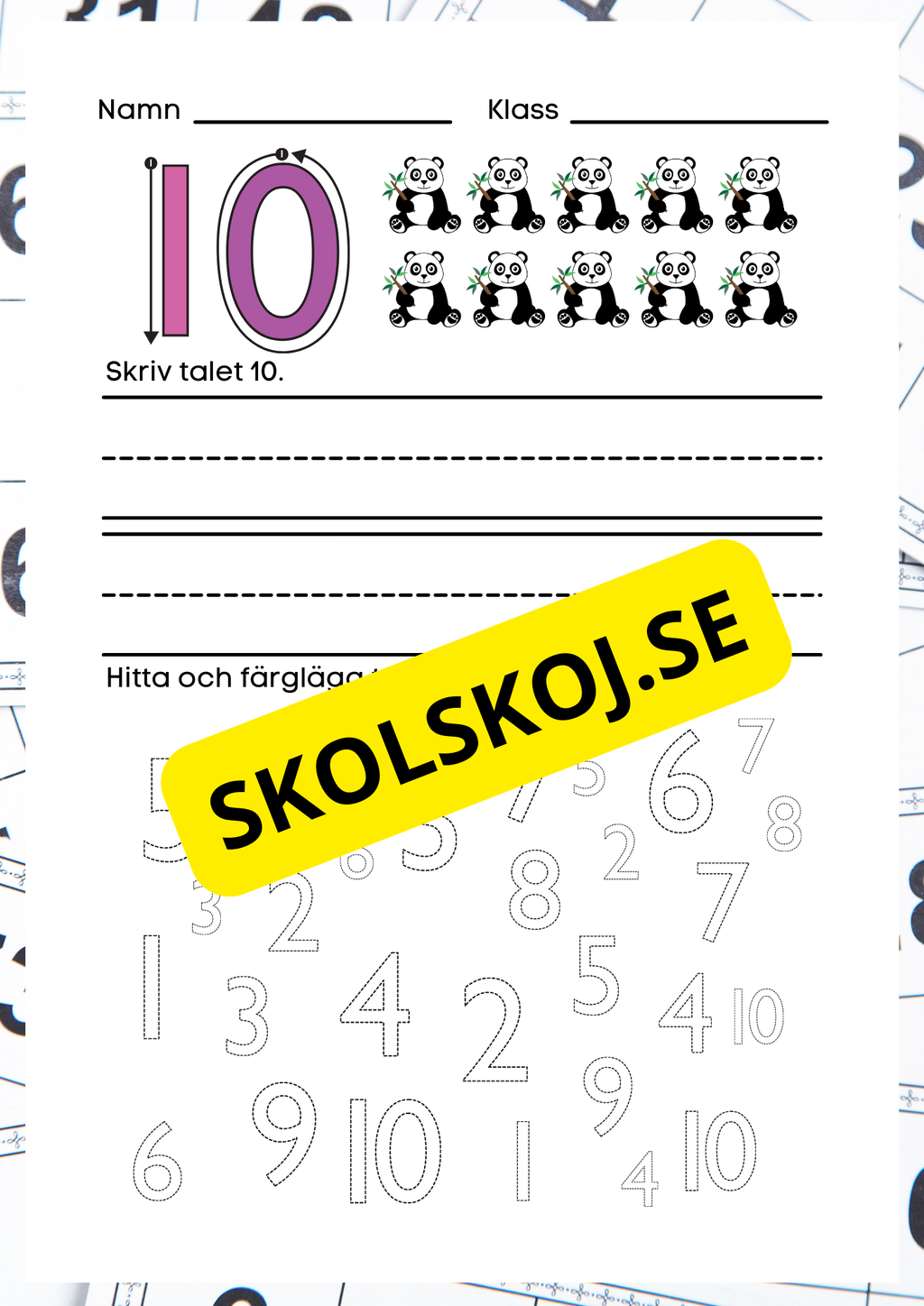 Jag lär mig siffror 1 - 10 - Häfte
