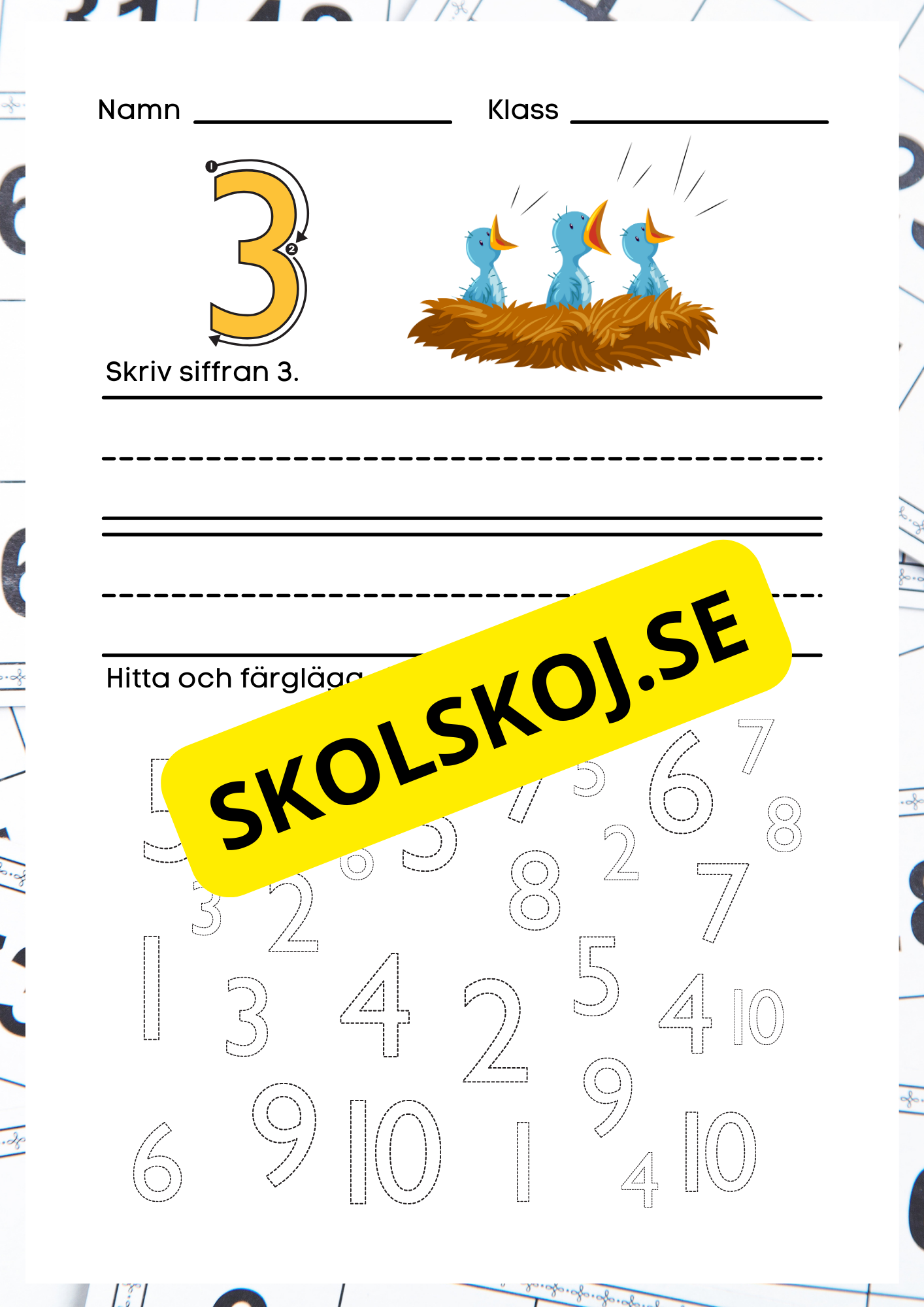 Jag lär mig siffror 1 - 10 - Häfte