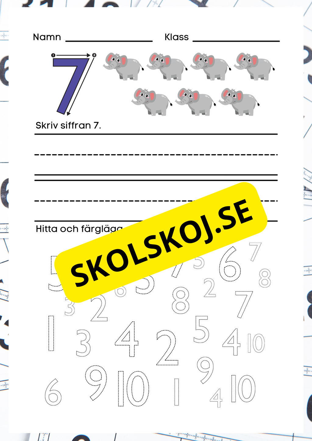Jag lär mig siffror 1 - 10 - Häfte