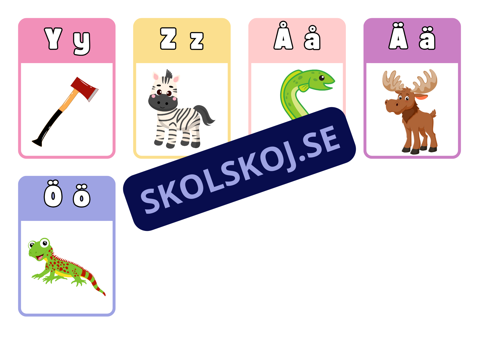 Alfabetskort - Hela alfabetet - A4 Storlek