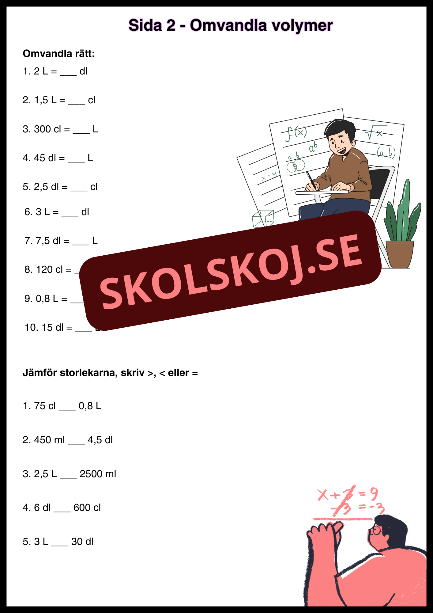 Matematik - Repetitionsuppgifter Årskurs 5
