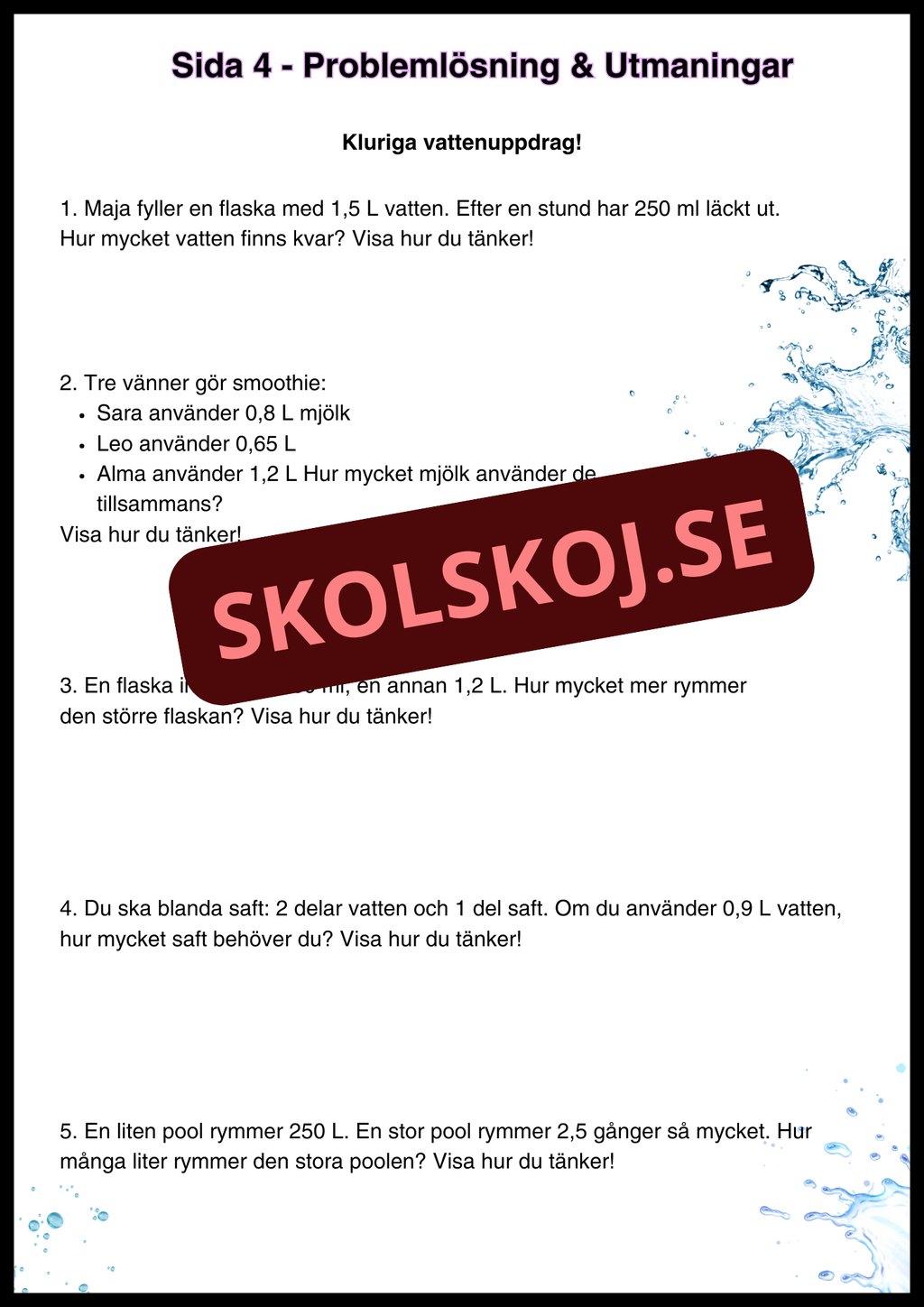 Matematik - Repetitionsuppgifter Årskurs 5