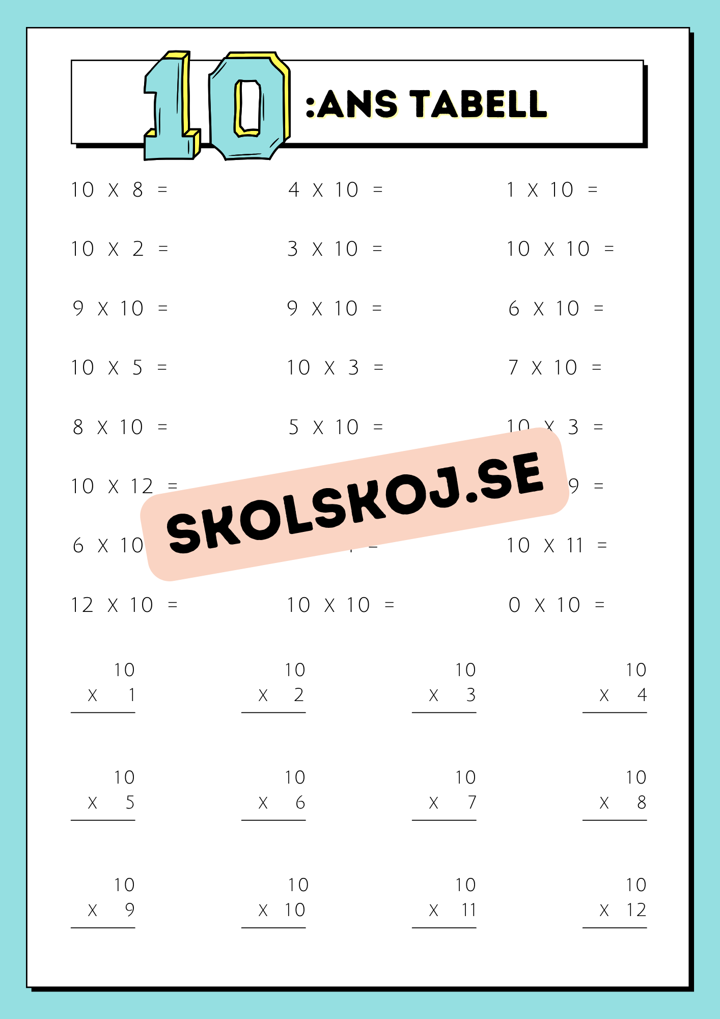 Träna multiplikation med hjälp av multiplikationstabellerna