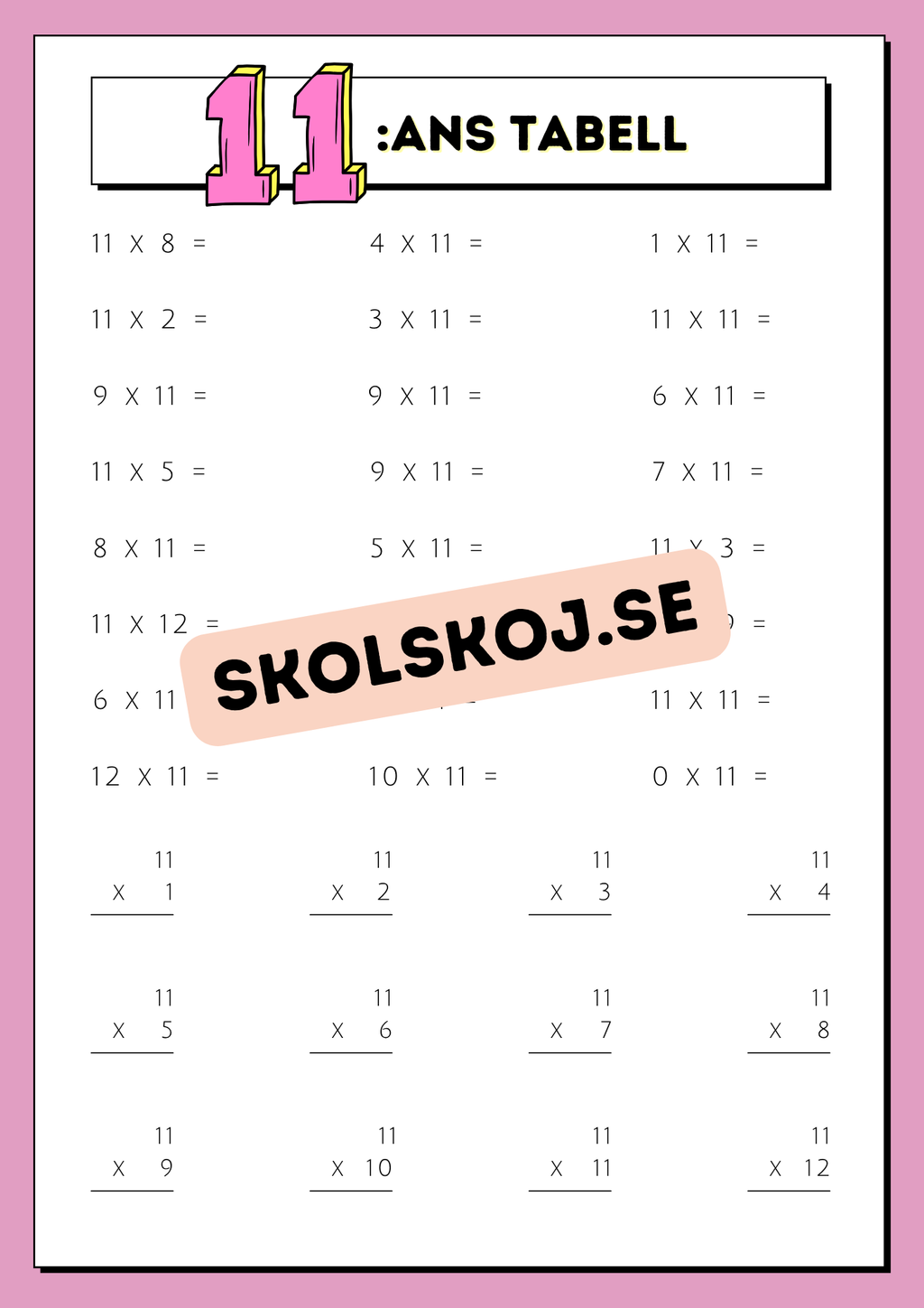 Träna multiplikation med hjälp av multiplikationstabellerna