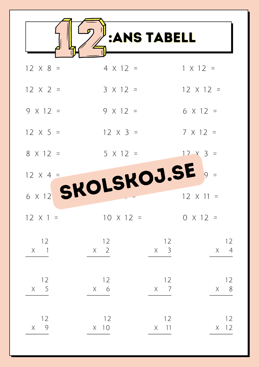 Träna multiplikation med hjälp av multiplikationstabellerna