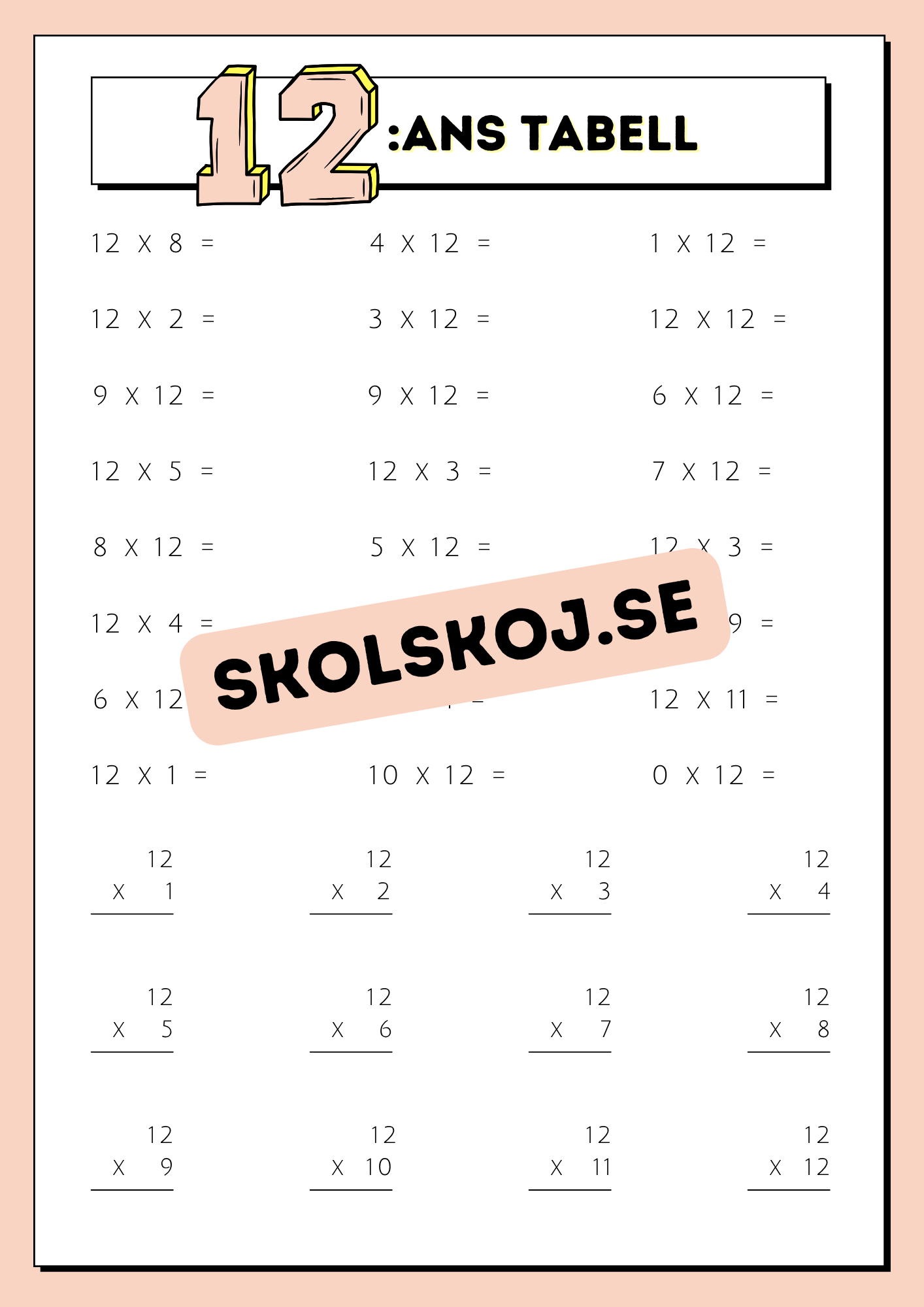Träna multiplikation med hjälp av multiplikationstabellerna