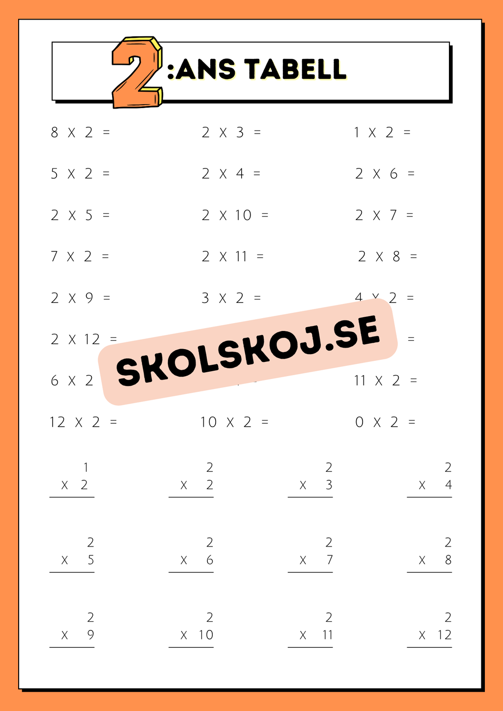 Träna multiplikation med hjälp av multiplikationstabellerna
