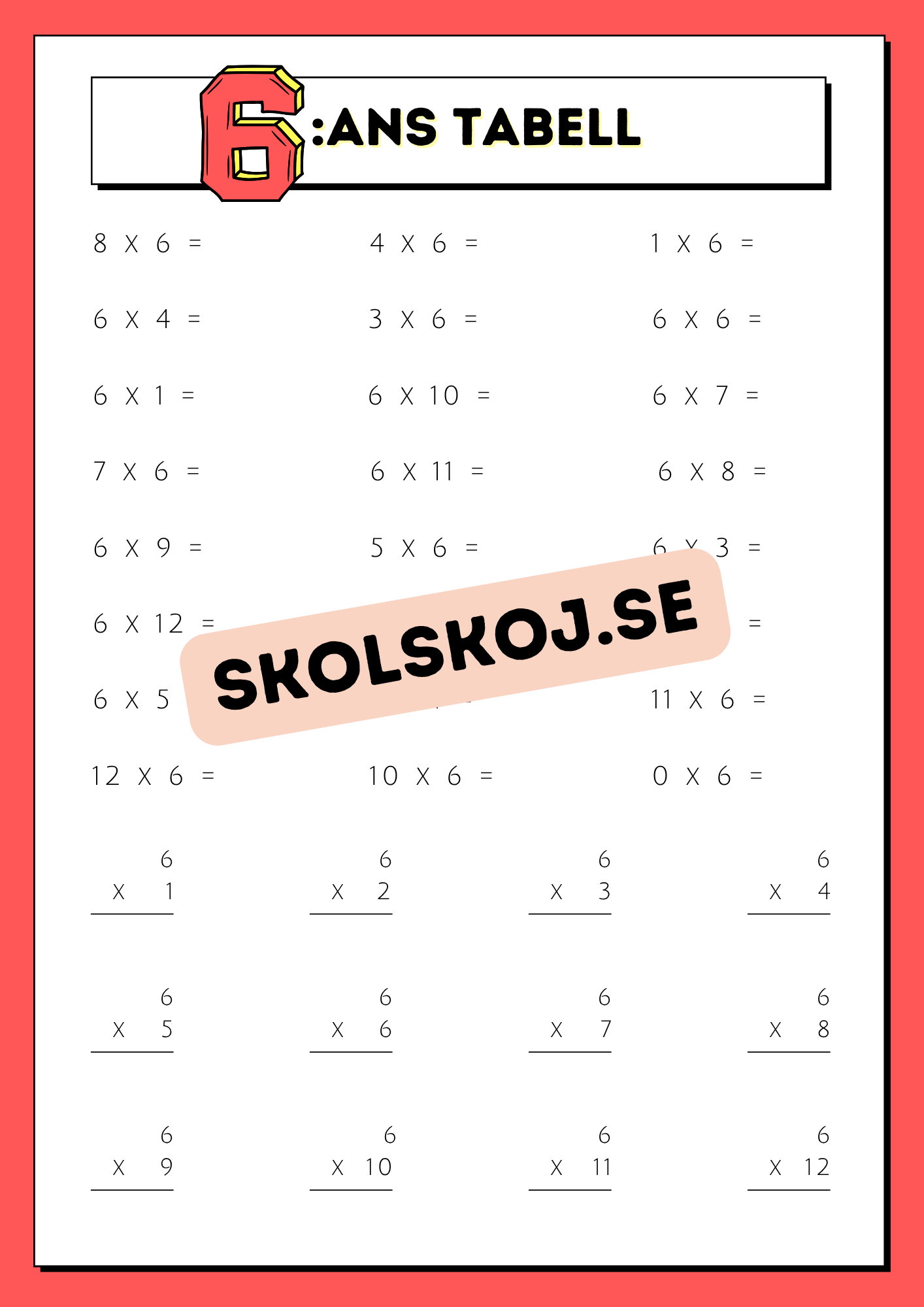 Träna multiplikation med hjälp av multiplikationstabellerna