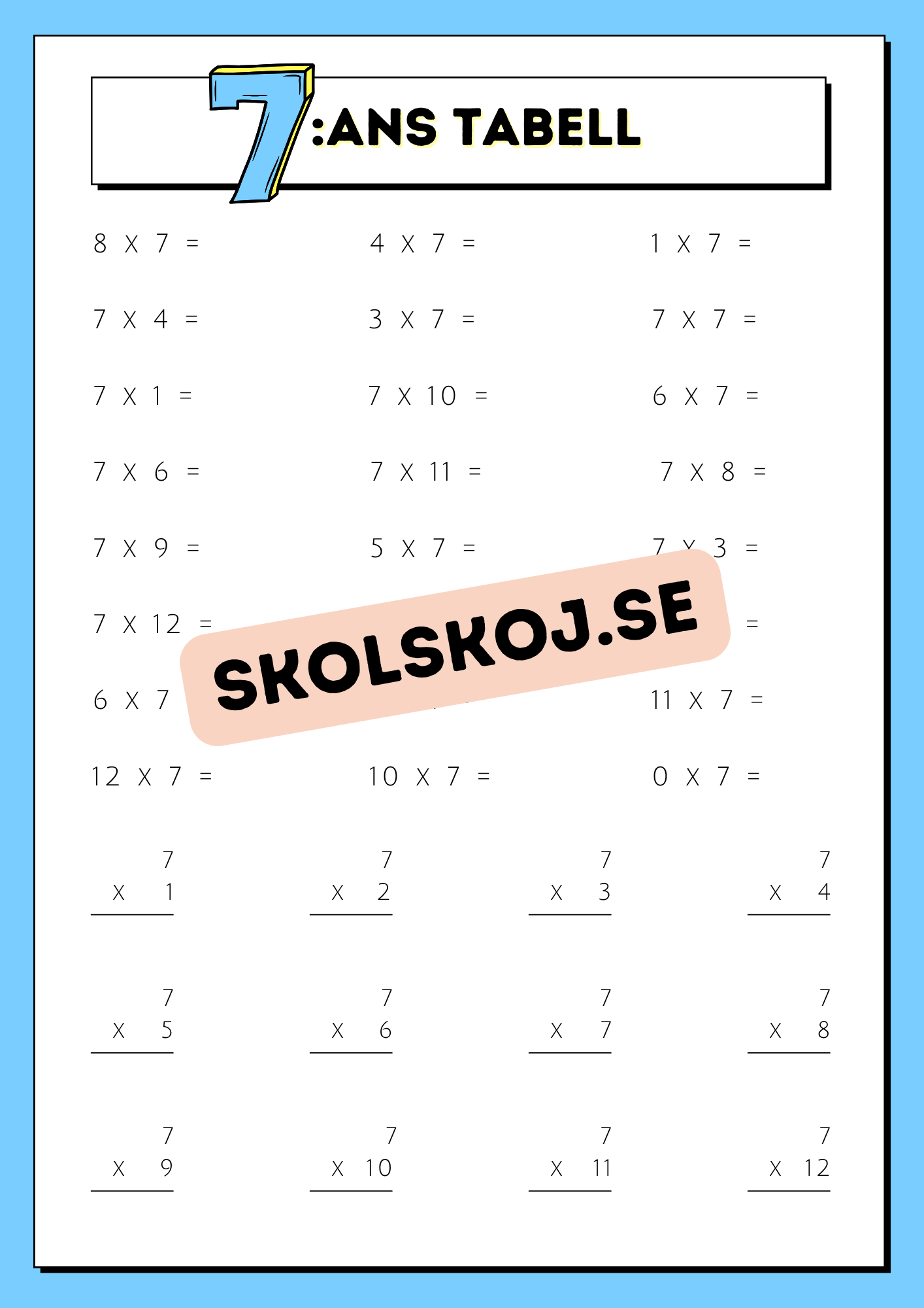 Träna multiplikation med hjälp av multiplikationstabellerna