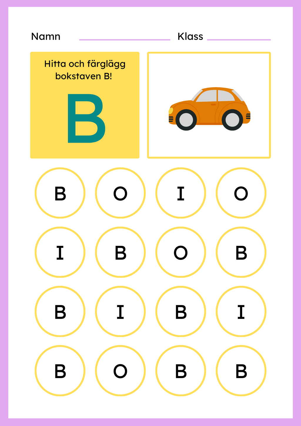 Jag lär mig bokstaven B