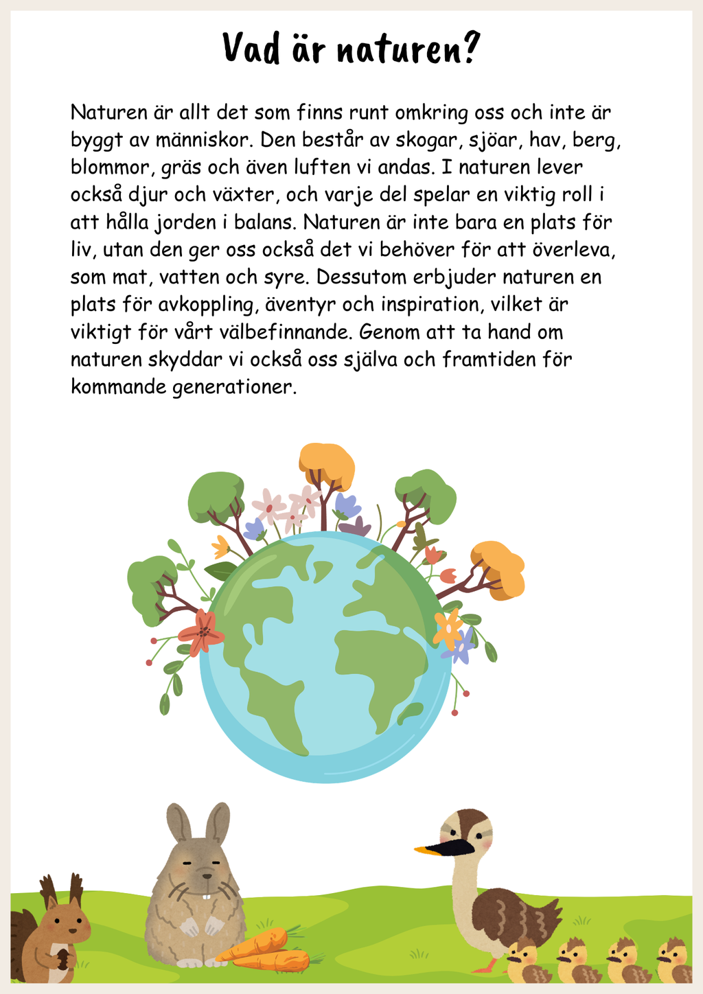 Upptäck naturen - Fsk - Åk 3 + Prov