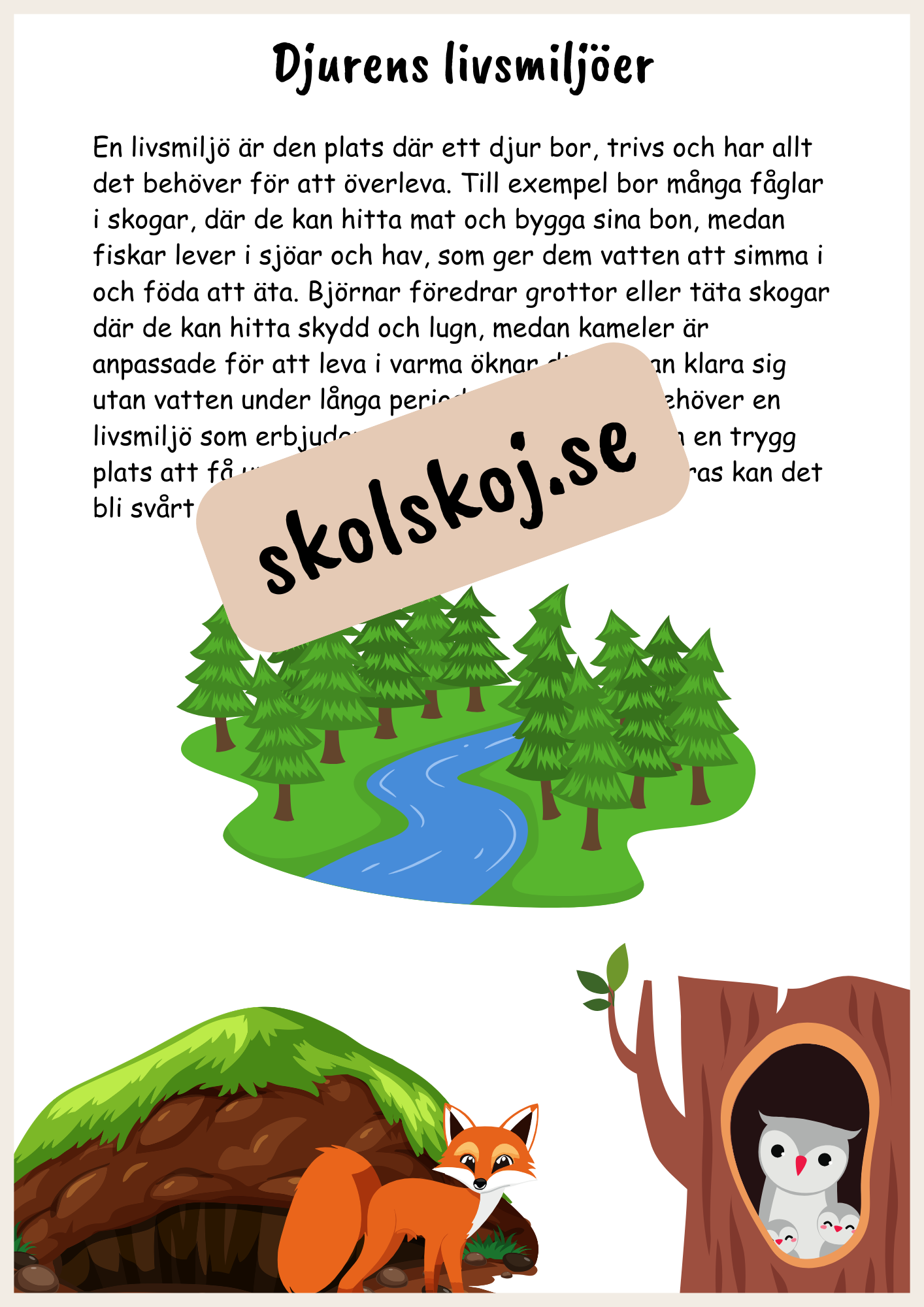 Upptäck naturen - Fsk - Åk 3 + Prov
