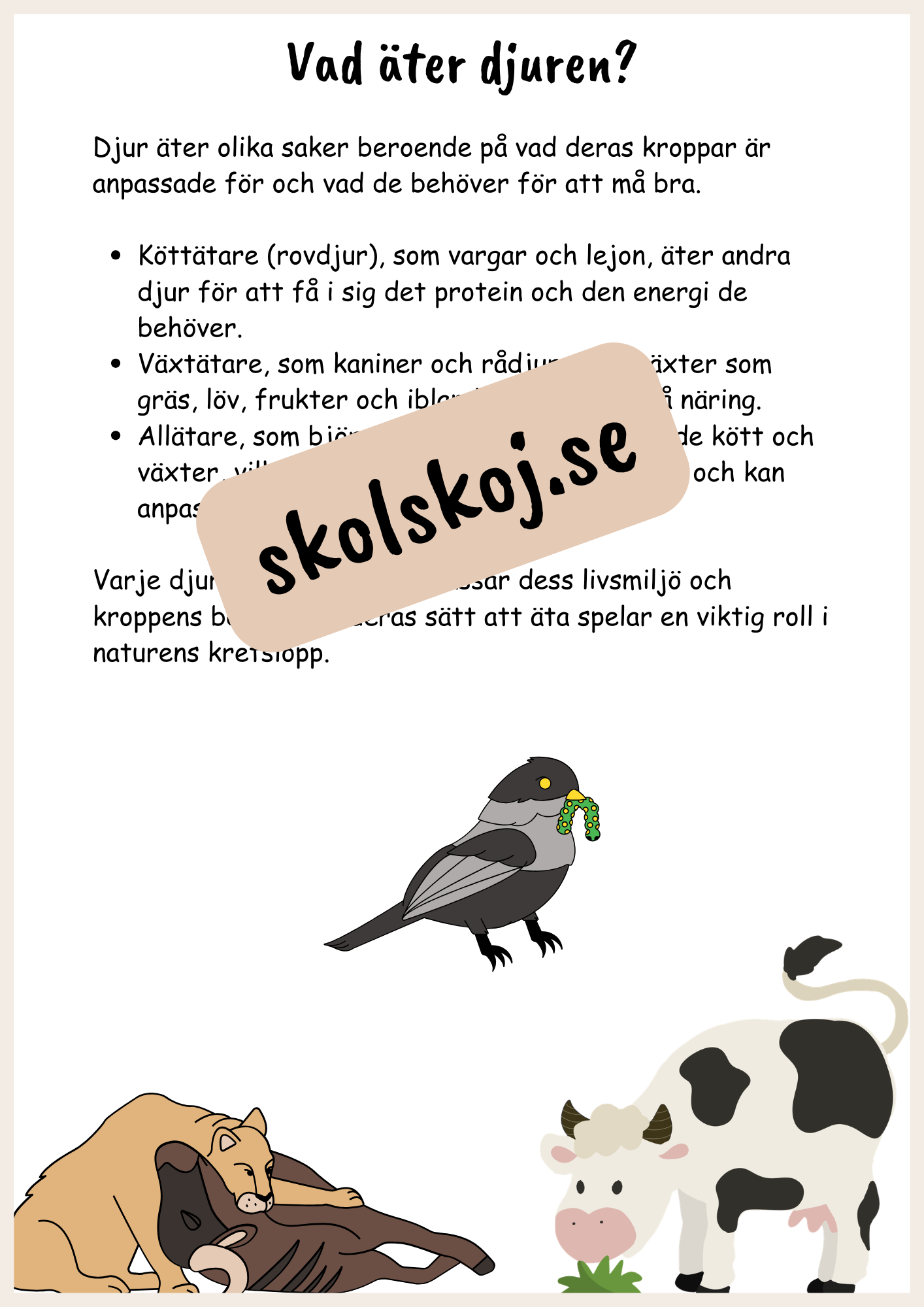 Upptäck naturen - Fsk - Åk 3 + Prov