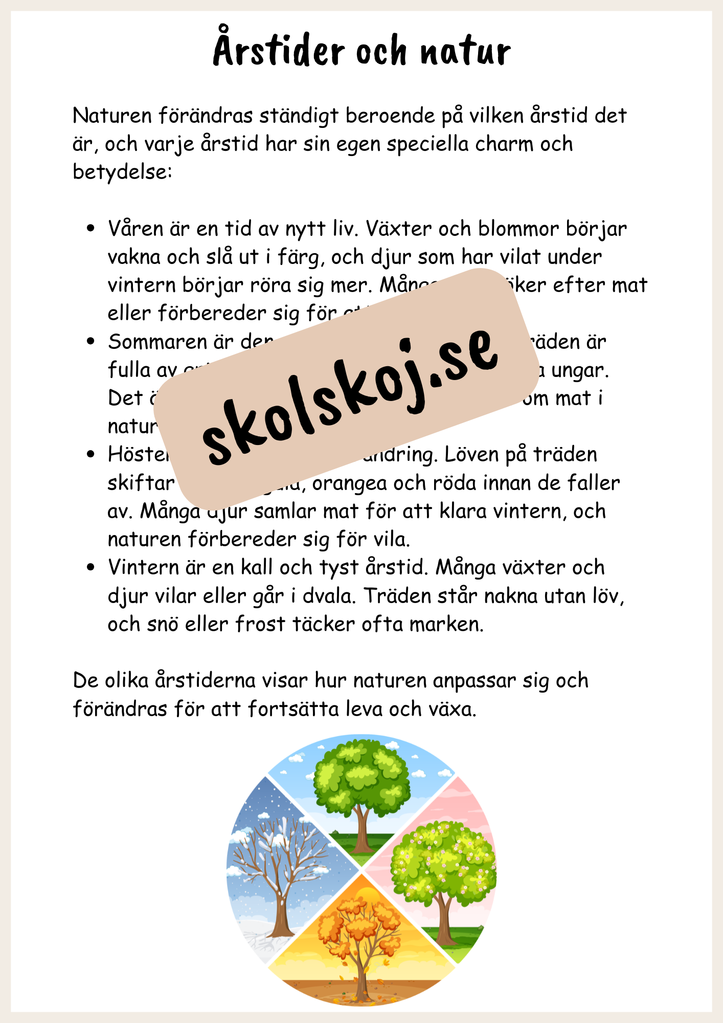 Upptäck naturen - Fsk - Åk 3 + Prov