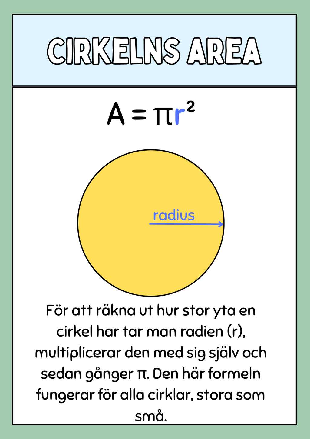 Cirkelns omkrets och area - Årskurs 5 - 6