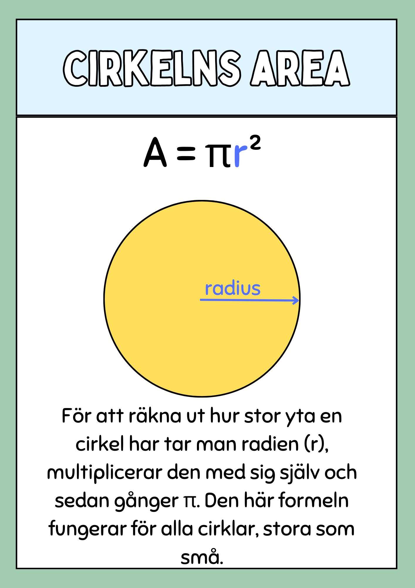 Cirkelns omkrets och area - Årskurs 5 - 6