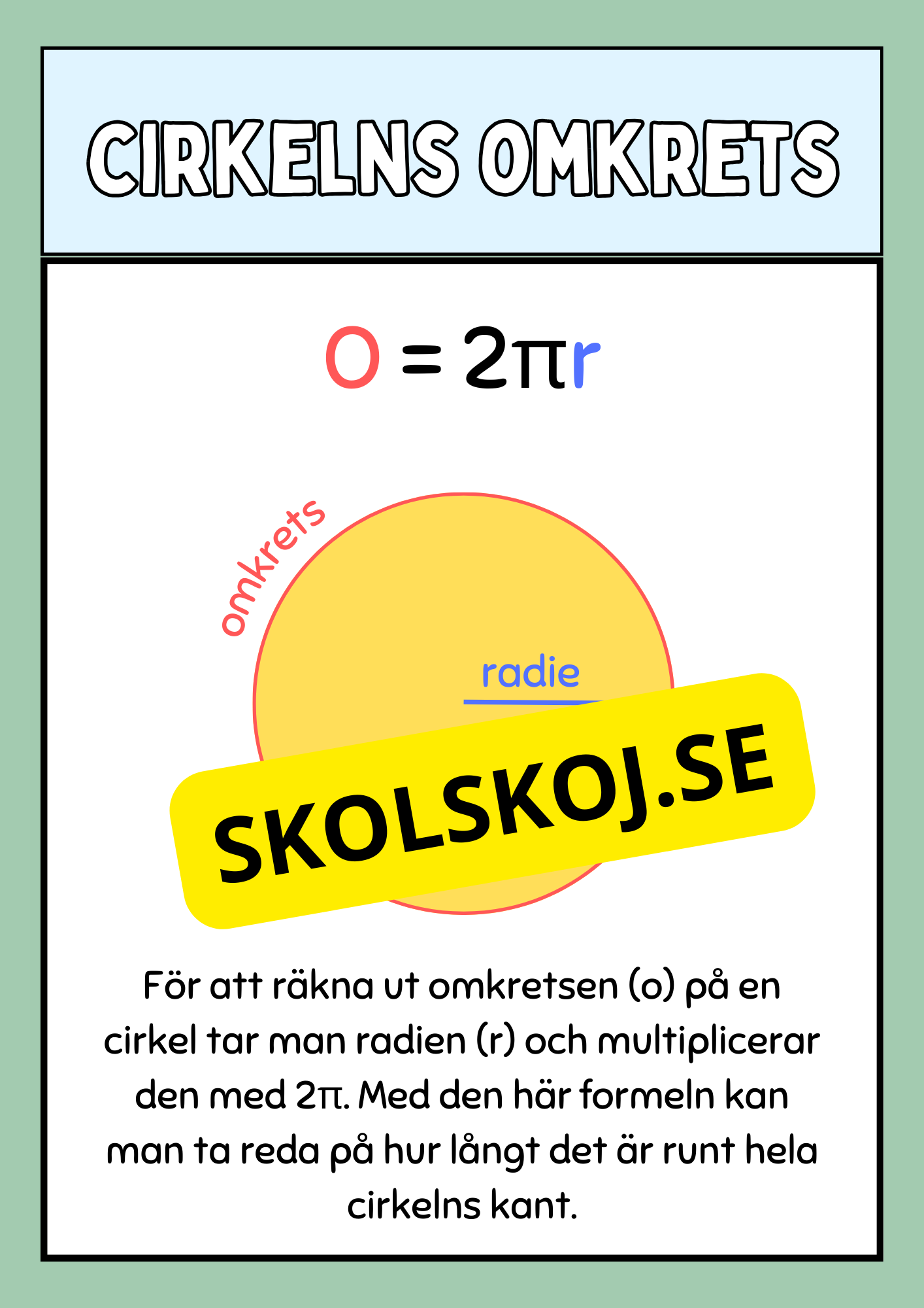 Cirkelns omkrets och area - Årskurs 5 - 6