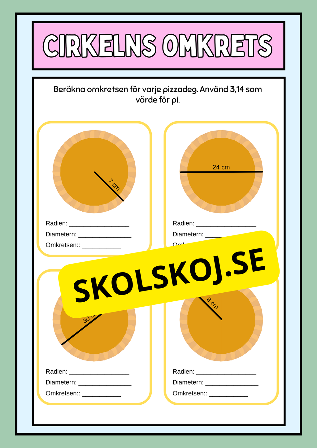 Cirkelns omkrets och area - Årskurs 5 - 6