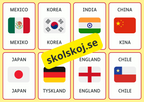 Kort med länder på engelska och svenska