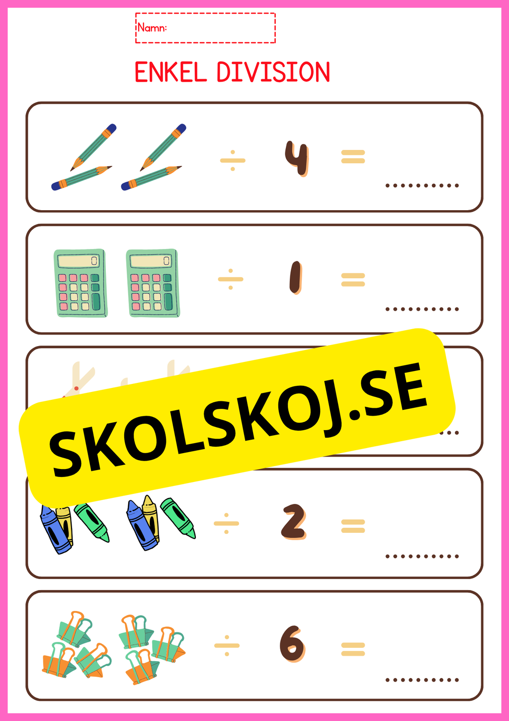 Stort paket - Träna enkel division