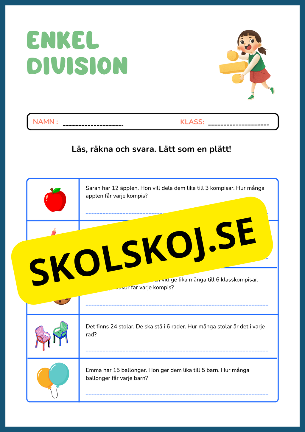 Stort paket - Träna enkel division