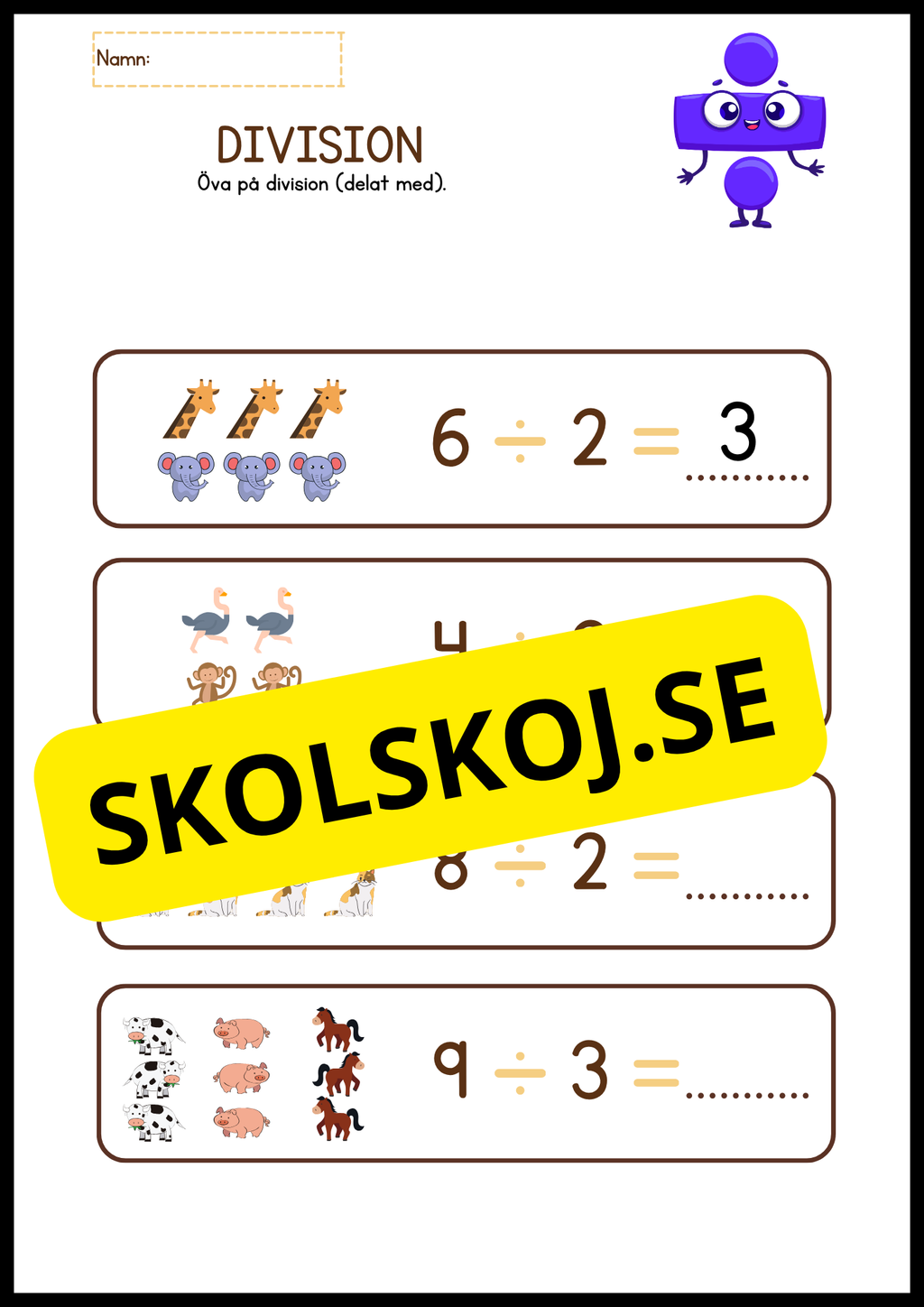 Stort paket - Träna enkel division