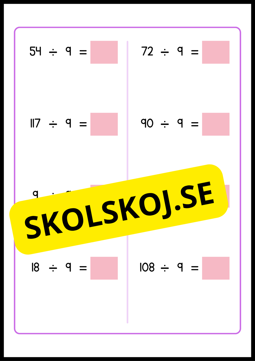 Stort paket - Träna enkel division