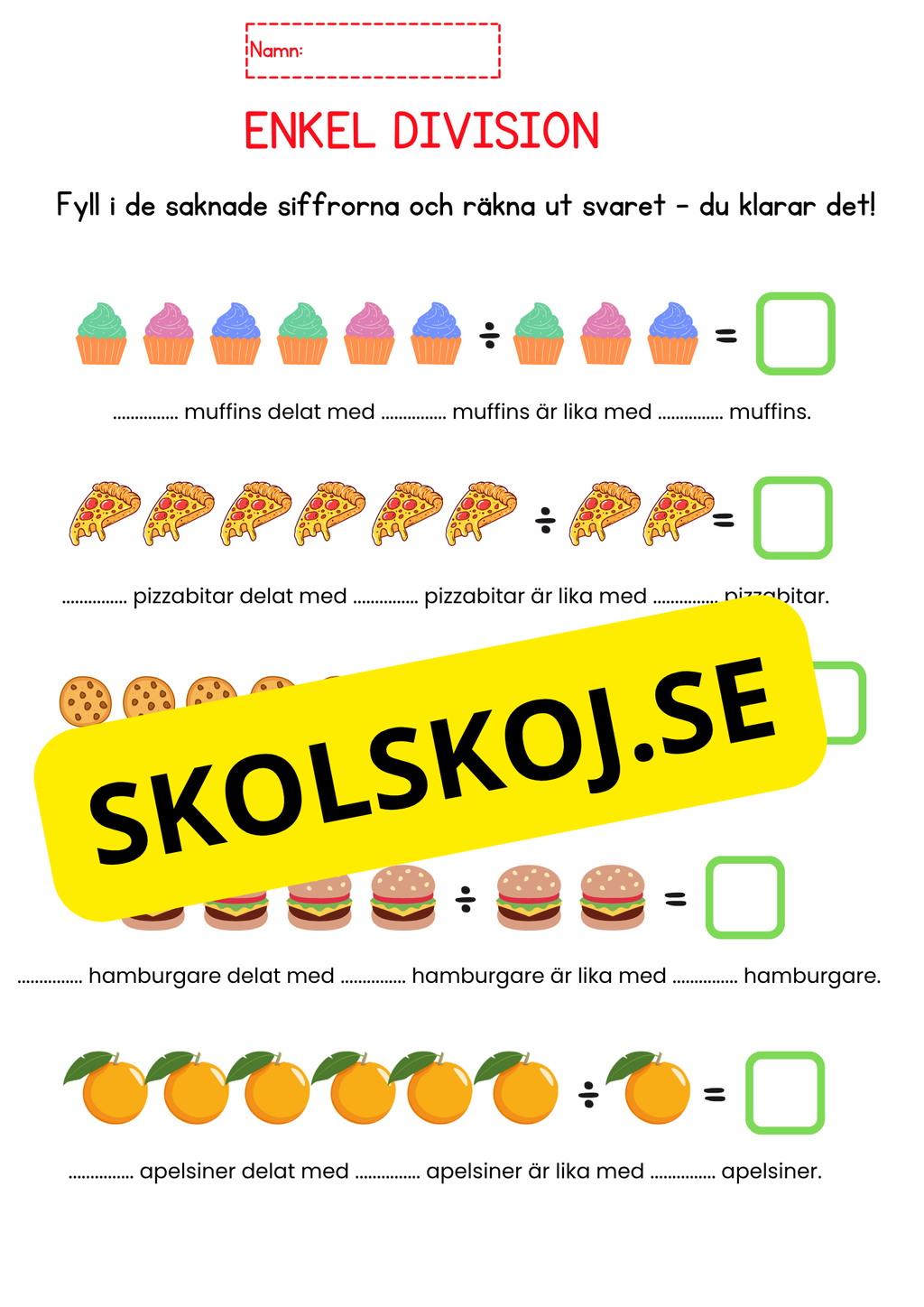 Stort paket - Träna enkel division