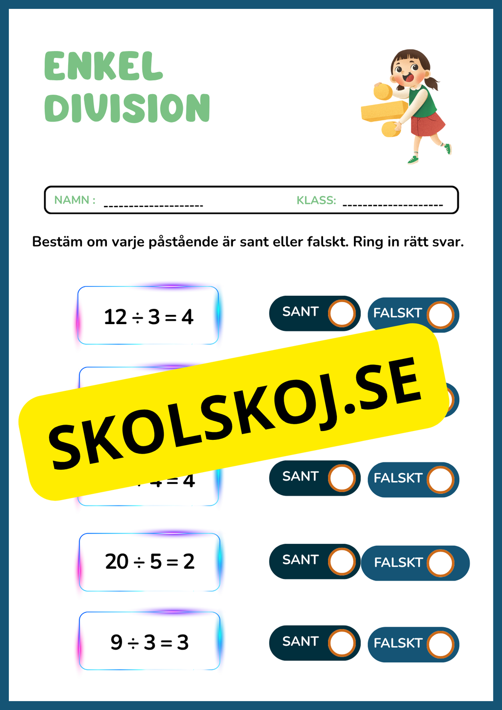 Stort paket - Träna enkel division