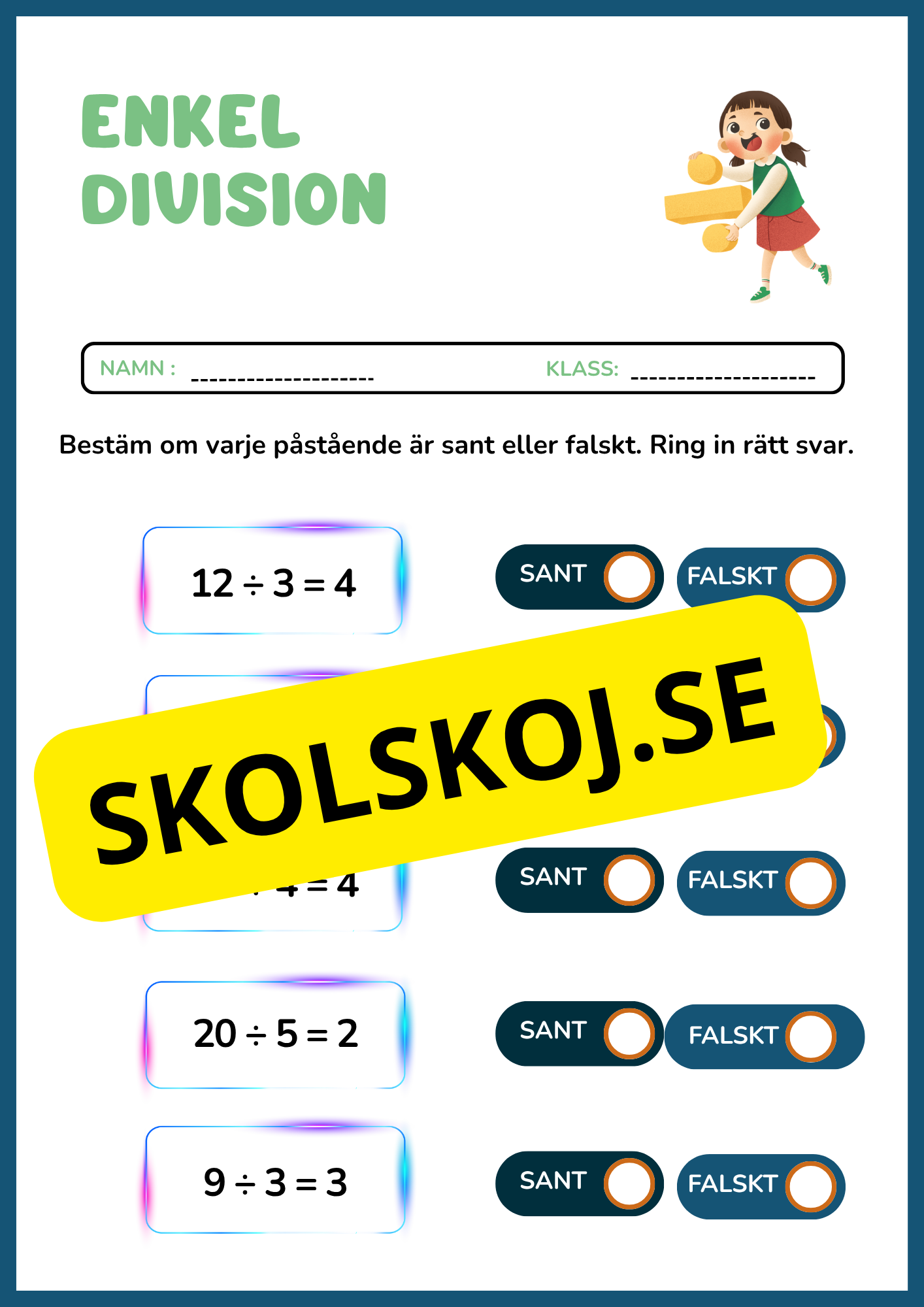 Stort paket - Träna enkel division
