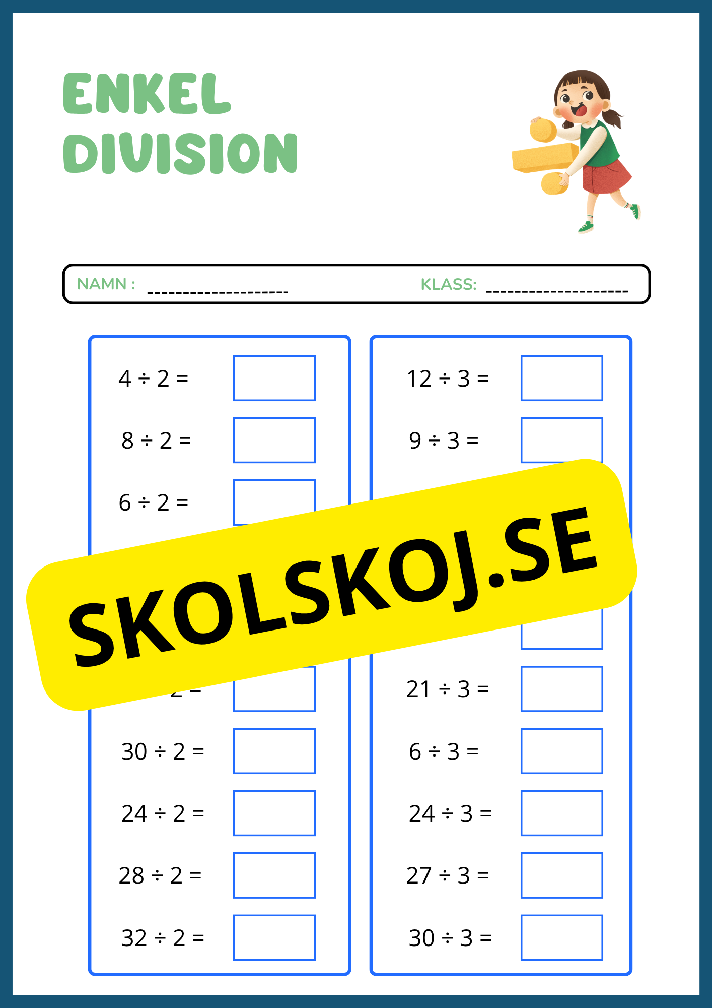 Stort paket - Träna enkel division