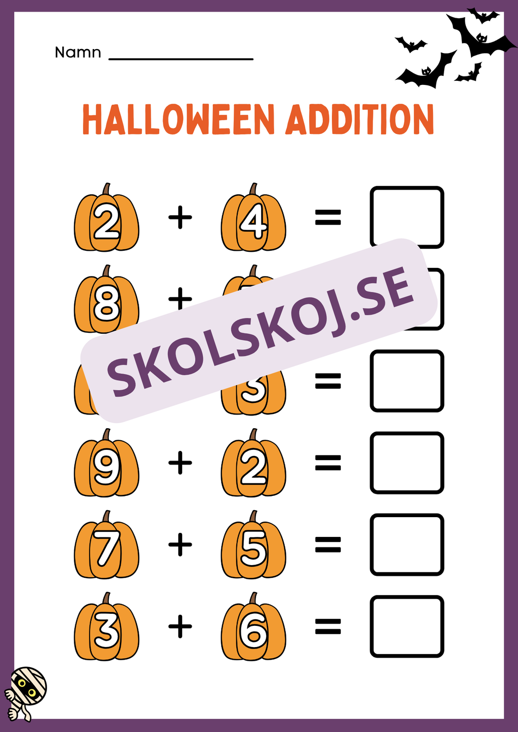 Halloween matematik - Fk - Åk 2