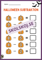 Halloween matematik - Fk - Åk 2