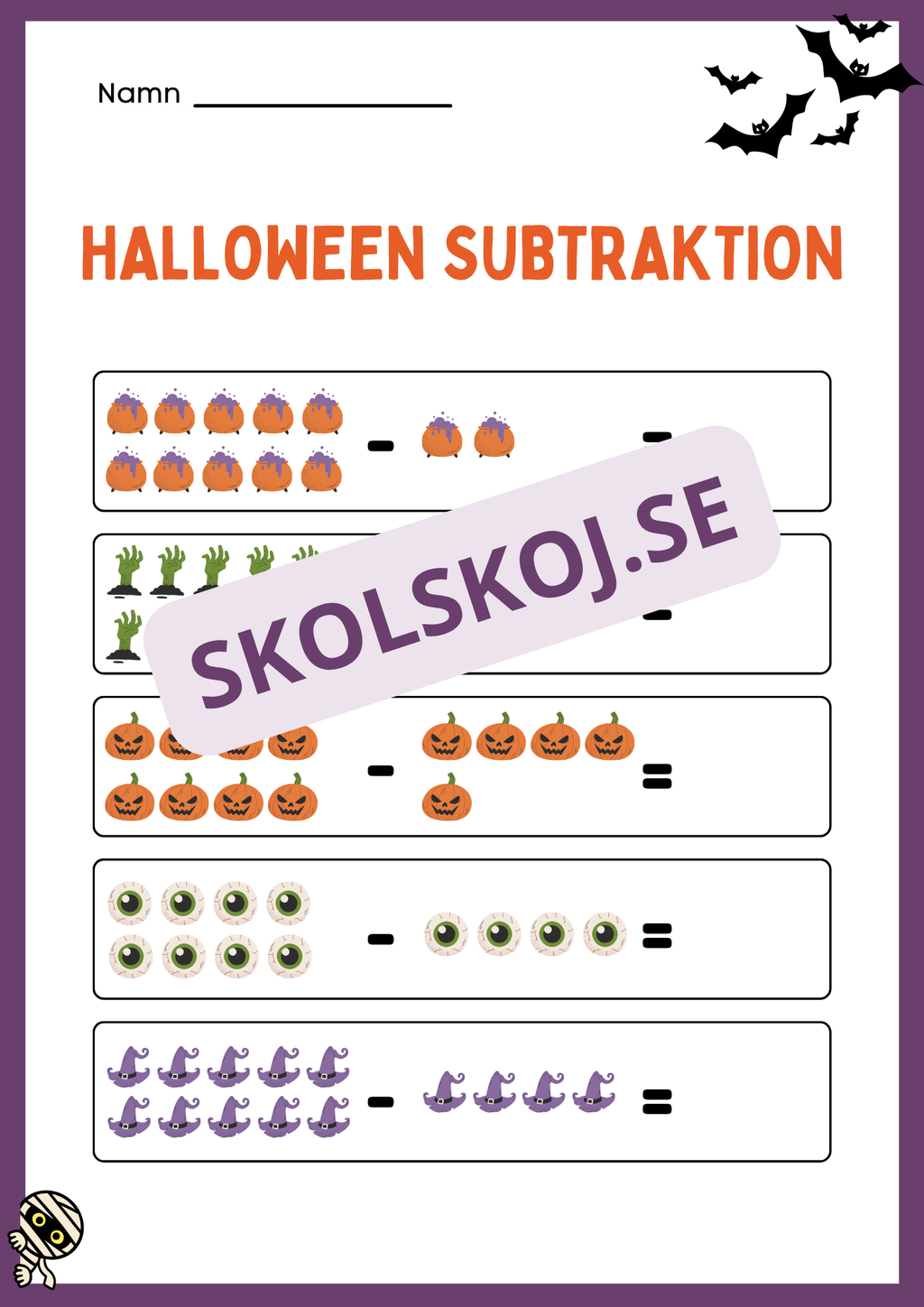 Halloween matematik - Fk - Åk 2