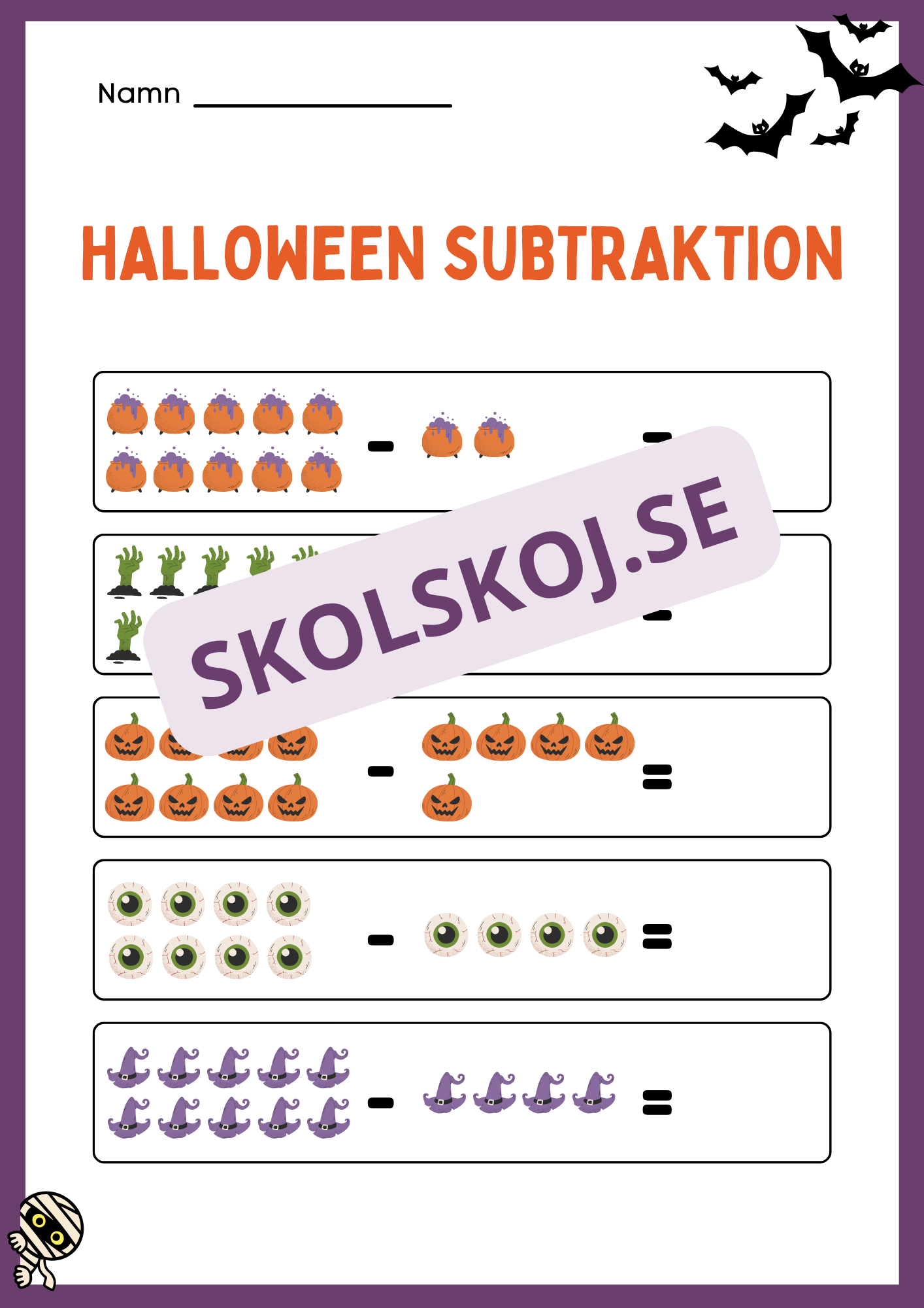 Halloween matematik - Fk - Åk 2