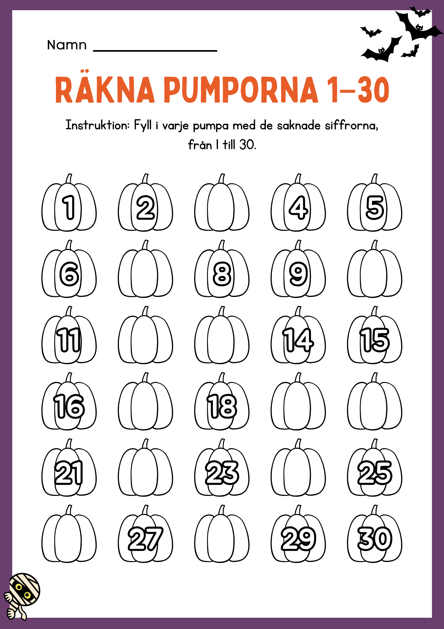Halloween matematik - Fk - Åk 2