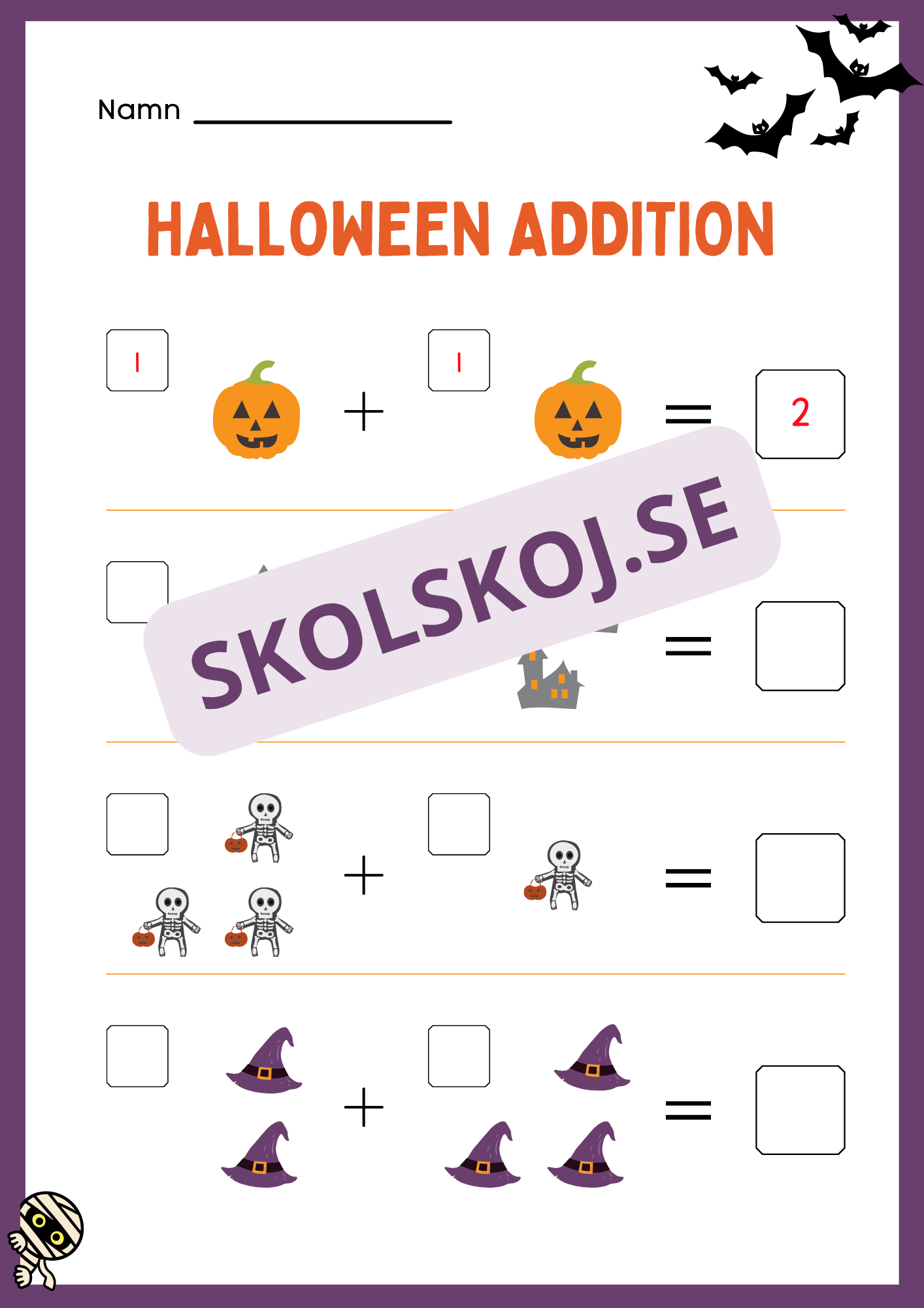 Halloween matematik - Fk - Åk 2