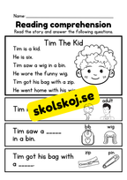 Reading comprehension - Läsförståelse - Engelska