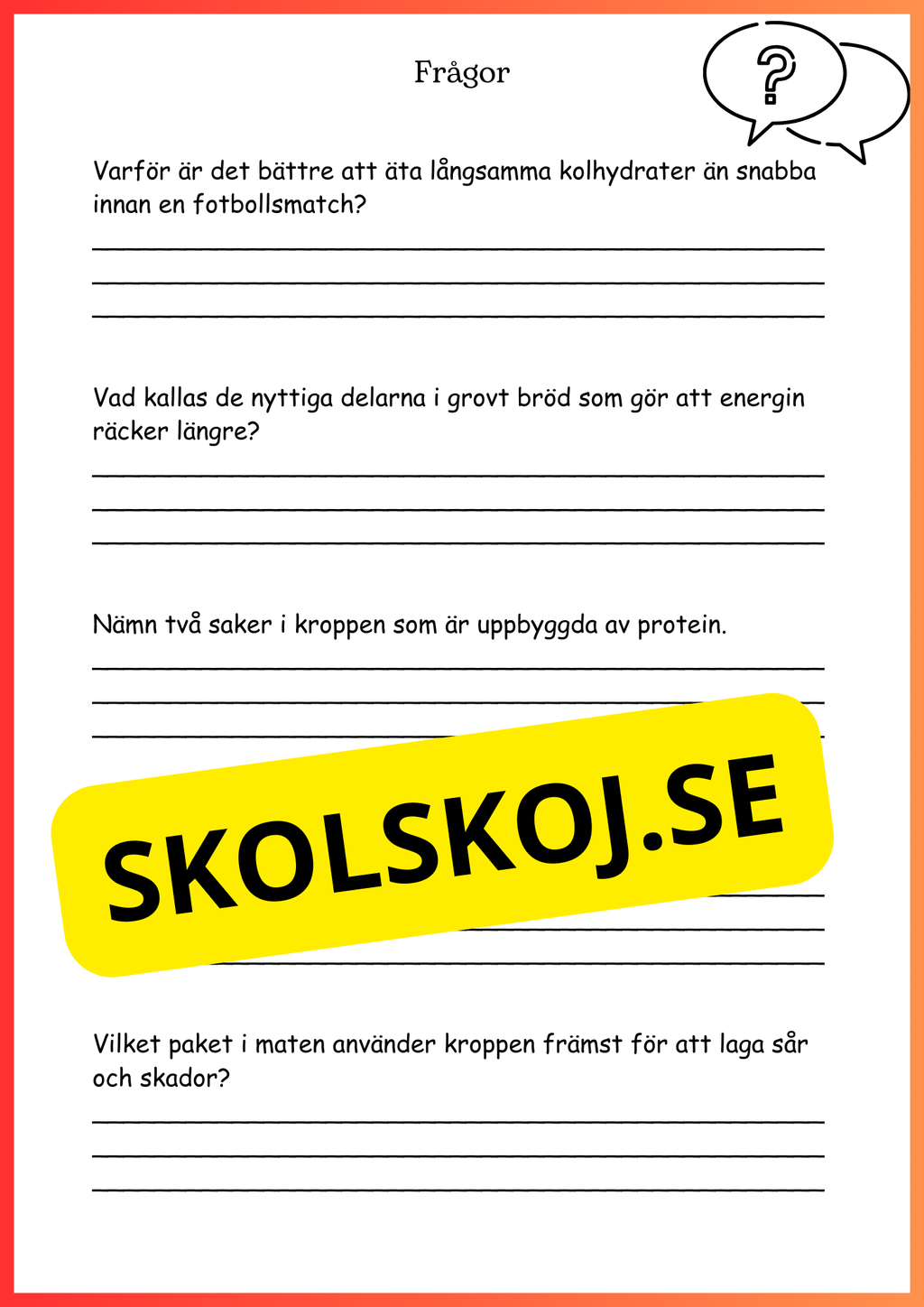 Kroppen behöver energi - Årskurs 4 - 6