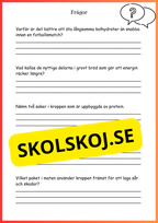 Kroppen behöver energi - Årskurs 4 - 6