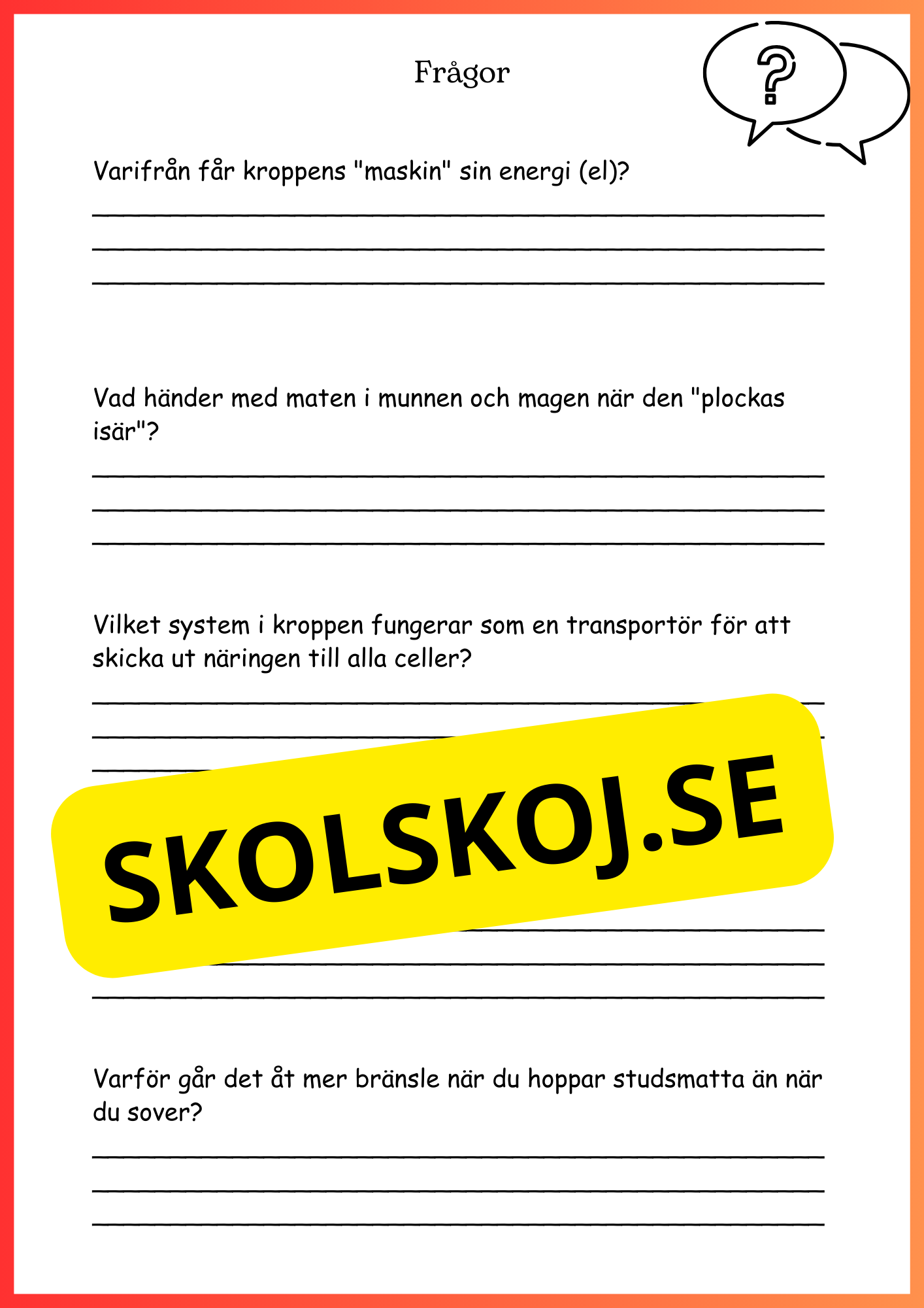 Kroppen behöver energi - Årskurs 4 - 6