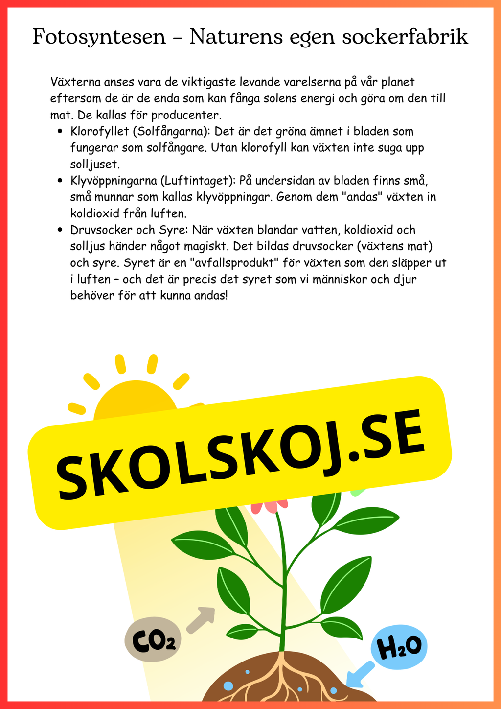 Kroppen behöver energi - Årskurs 4 - 6