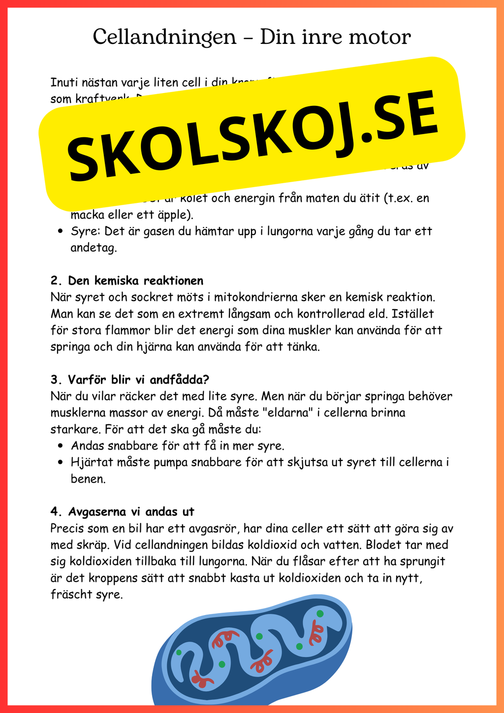 Kroppen behöver energi - Årskurs 4 - 6