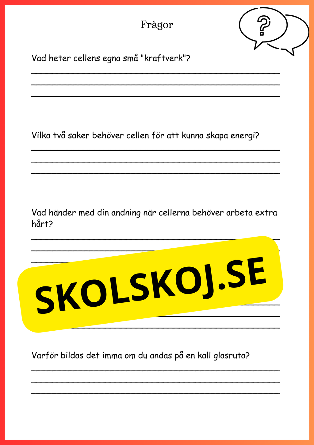 Kroppen behöver energi - Årskurs 4 - 6