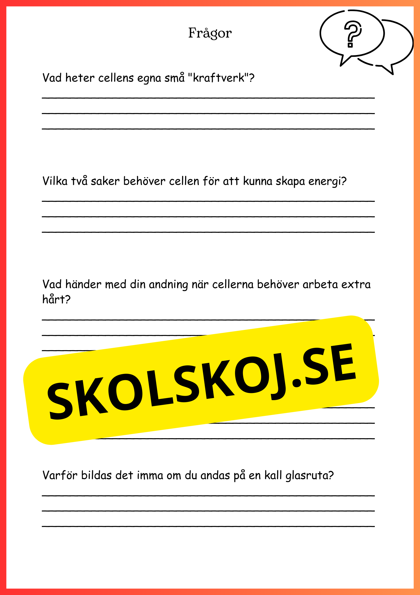 Kroppen behöver energi - Årskurs 4 - 6