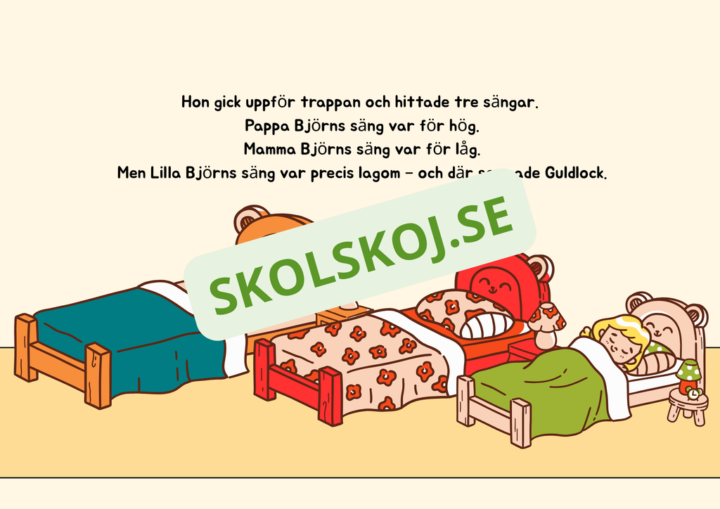 Guldlock och de tre björnarna - Läsförståelse